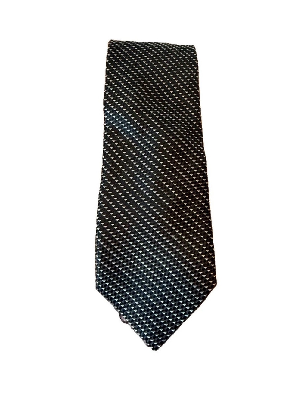 Hugo Boss Italy Silk Black White Neck Tie Classic Geometric Designer